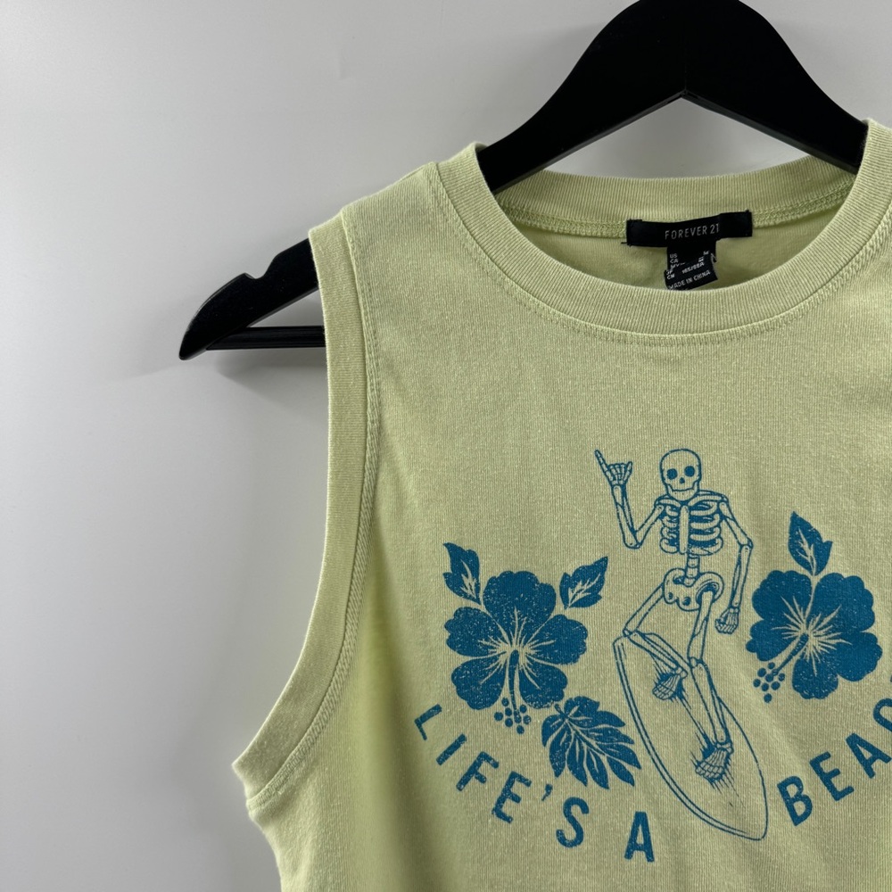 Forever 21 Neon Green Cropped Tank Top – Women’s Medium - Picture 2 of 7